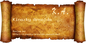 Kinszky Arnolda névjegykártya